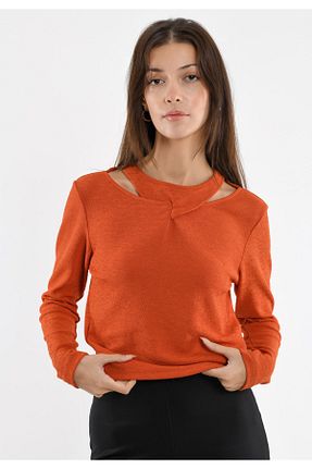 پلیور نارنجی زنانه ساده Mieles - کد 443714513