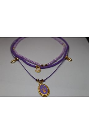 گردنبند جواهر بنفش زنانه سنگ CHIC - کد 694231859
