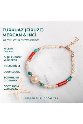دستبند نقره رنگی زنانه 925 عیار Deniz Doğal Taş - کد 694714700