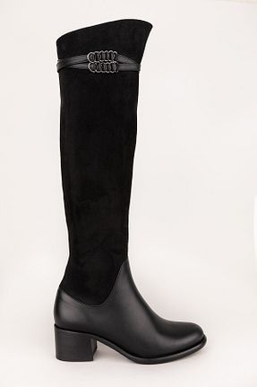 چکمه مشکی زنانه چرم خالص Elile Shoes - کد 150584030