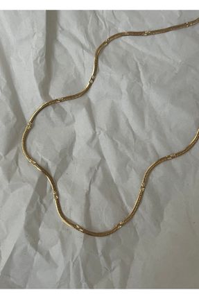 گردنبند استیل طلائی زنانه فولاد ( استیل ) کد 691169407