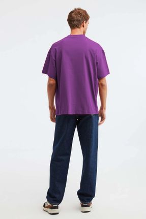 تی شرت بنفش مردانه پنبه (نخی) یقه گرد اورسایز پوشاک ورزشی کد 303554682