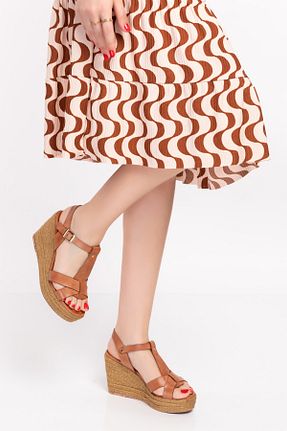 صندل قهوه ای زنانه پاشنه پلتفرم Elile Shoes - کد 694827800