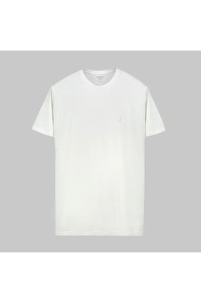 تی شرت سفید مردانه اسلیم فیت یقه گرد پنبه (نخی) کد 695931212
