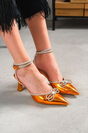 کفش پاشنه بلند کلاسیک نارنجی زنانه پاشنه نازک پاشنه متوسط ( 5 - 9 cm ) کد 696096252