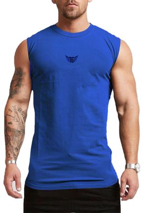 تی شرت آبی مردانه پلی استر رگولار تکی کد 695787913