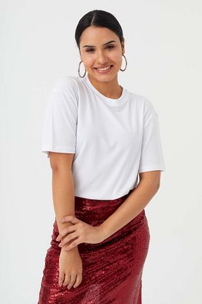 تیشرت سفید زنانه اورسایز Hanna