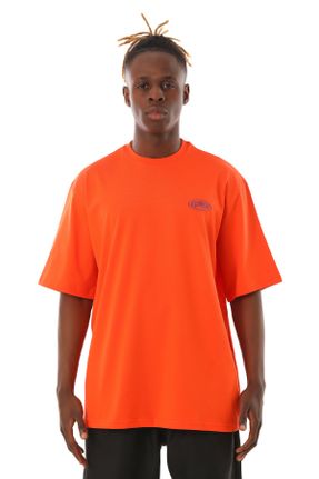 تی شرت نارنجی زنانه اورسایز یقه گرد کد 695118394