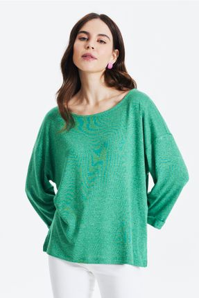 تی شرت سبز زنانه ویسکون رگولار یقه گرد کد 696121498