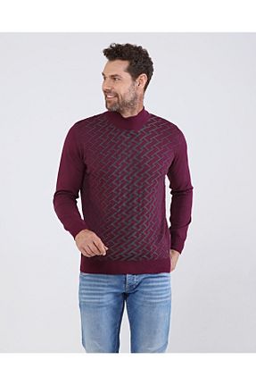 پلیور بنفش مردانه طرح دار Çizgi Triko - کد 345696167