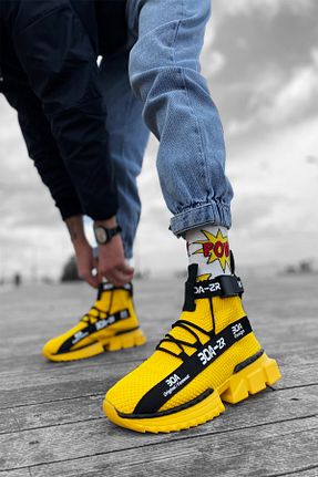 کفش اسنیکر زرد مردانه بند دار Mida Shoes - کد 90713947