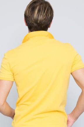 تی شرت زرد مردانه اسلیم فیت یقه پولو تکی بیسیک کد 2092769