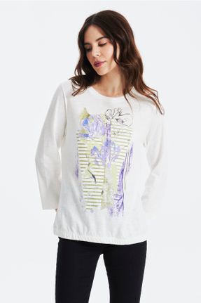 تی شرت نباتی زنانه رگولار یقه گرد ویسکون کد 696126127