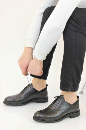 کفش کلاسیک مشکی مردانه چرم طبیعی پاشنه کوتاه ( 4 - 1 cm ) پاشنه ساده کد 696197043