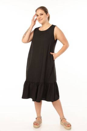لباس مشکی زنانه مخلوط ویسکون سایز بزرگ بافتنی کد 696750742