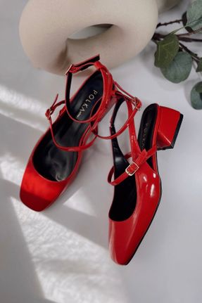 کفش پاشنه بلند کلاسیک قرمز زنانه چرم لاکی پاشنه ضخیم پاشنه کوتاه ( 4 - 1 cm ) کد 688731478