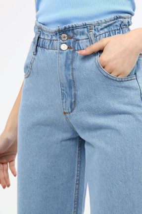 شلوار جین آبی زنانه پاچه راحت فاق بلند جین جوان بلند کد 406482222