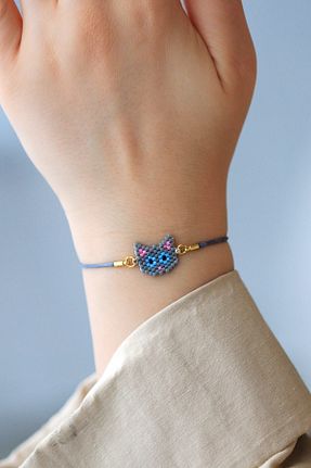دستبند جواهر طوسی زنانه منجق Kübüşün Atölyesi - کد 697392993