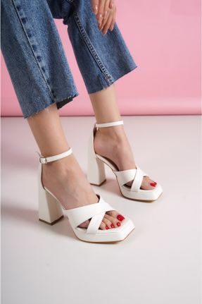 کفش مجلسی سفید زنانه چرم مصنوعی پاشنه پلت فرم پاشنه بلند ( +10 cm) کد 693419879