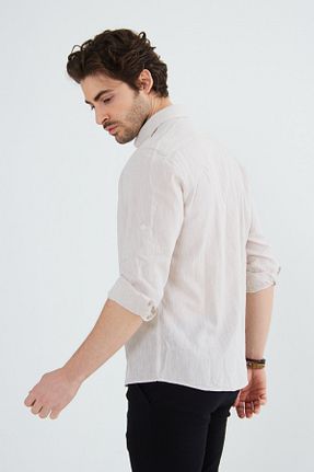 پیراهن بژ مردانه اسلیم فیت RAVANELLI - کد 698400897