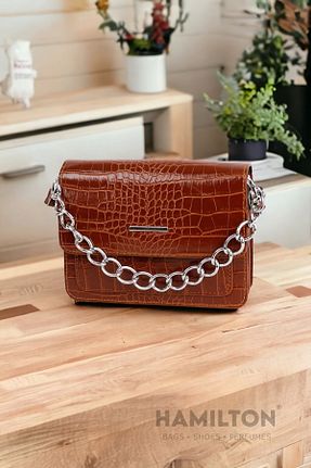 کیف دوشی قهوه ای زنانه چرم مصنوعی HAMILTON - کد 683379190