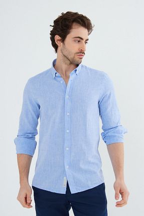پیراهن آبی مردانه اسلیم فیت RAVANELLI - کد 698400955