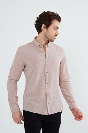 پیراهن قهوه ای مردانه اسلیم فیت RAVANELLI - کد 698401091