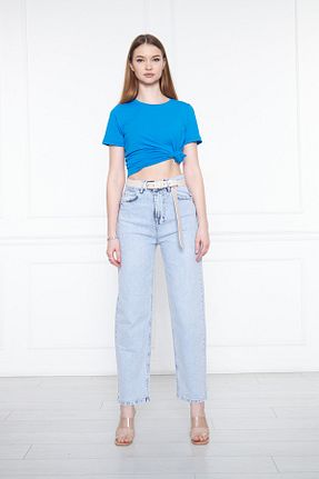 شلوار جین آبی زنانه پاچه پهن CRC JEANS - کد 696197321