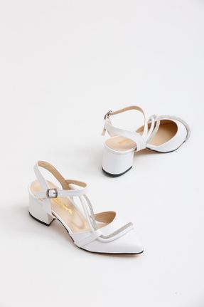 کفش پاشنه بلند کلاسیک سفید زنانه پاشنه متوسط ( 5 - 9 cm ) پاشنه ضخیم کد 698700552
