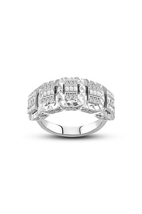 انگشتر نقره نارنجی زنانه برلیان PARDY JEWELRY - کد 699218322