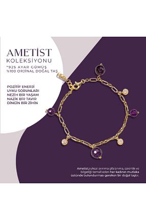 دستبند نقره طلائی زنانه 925 عیار OSMANLI DOĞAL TAŞ - کد 699278452