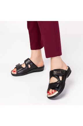 دمپائی مشکی زنانه چرم خالص Dia Comfort - کد 307976565