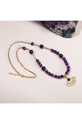 گردنبند نقره طلائی زنانه 925 عیار OSMANLI DOĞAL TAŞ - کد 699833780