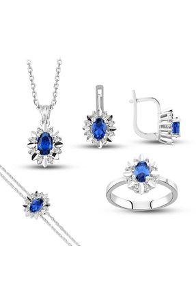 ست نقره نارنجی زنانه یاقوت کبود PARDY JEWELRY - کد 699221688