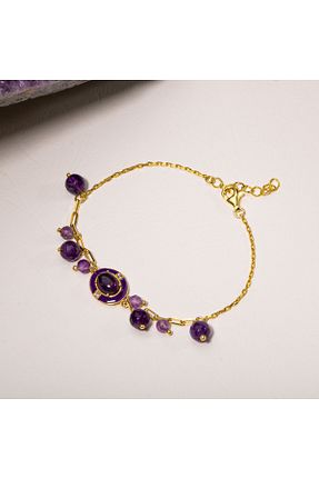 دستبند نقره طلائی زنانه 925 عیار OSMANLI DOĞAL TAŞ - کد 699303754