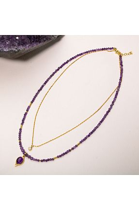 گردنبند نقره طلائی زنانه 925 عیار OSMANLI DOĞAL TAŞ - کد 699435563