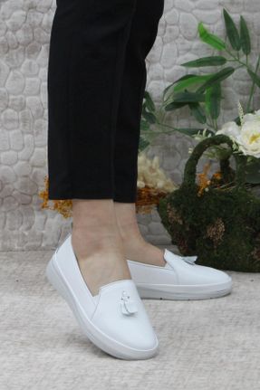 کفش کژوال سفید زنانه پاشنه کوتاه ( 4 - 1 cm ) پاشنه ساده کد 700326541