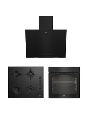 ست هود و اجاق گاز مشکی گارانتی نمایندگی رسمی Beko - کد 700097840