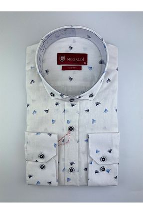 پیراهن سفید مردانه اسلیم فیت MEGALDİ - کد 700406757
