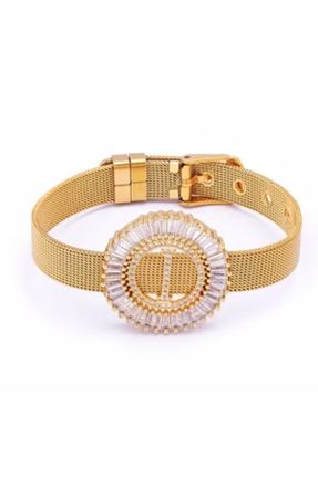 دستبند استیل طلائی زنانه فولاد ( استیل ) کد 701397848