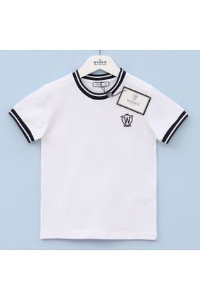 تی شرت سفید بچه گانه رگولار یقه گرد پنبه (نخی) تکی کد 701439871