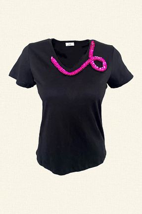 تیشرت مشکی زنانه رگولار GZ Design - کد 321637888