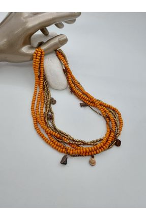 گردنبند جواهر نارنجی زنانه سنگی کد 282485216