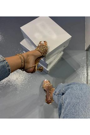 کفش مجلسی طلائی زنانه چرم مصنوعی Ömer Ediz Shoes - کد 701144955