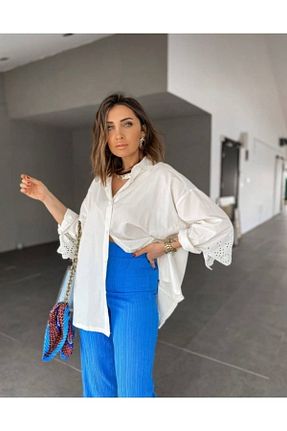 پیراهن سفید زنانه اورسایز Genel Markalar - کد 701535635