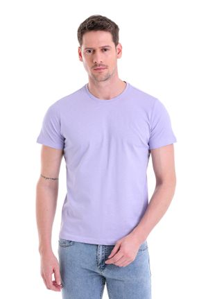 تی شرت بنفش مردانه رگولار یقه گرد پنبه (نخی) کد 701396548