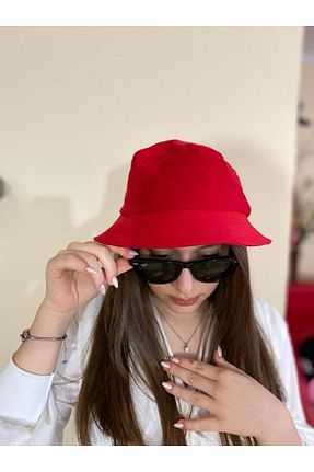 کلاه قرمز زنانه پنبه ای sema aksesuar - کد 702044127