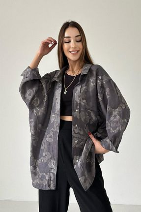 پیراهن طوسی زنانه رگولار Maxi İdol - کد 702385051