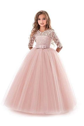 لباس مجلسی و فارغ التحصیلی صورتی بچه گانه آستین استاندارد Mashotrend - کد 36881664
