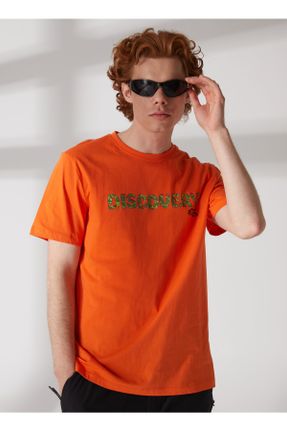 تی شرت نارنجی مردانه یقه گرد کد 702835333